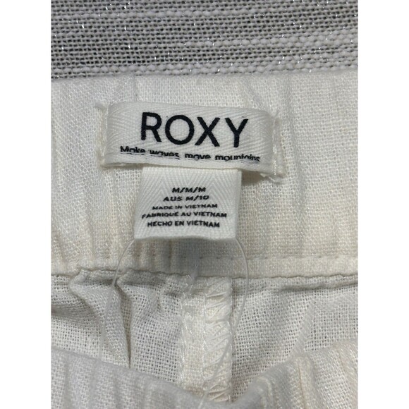 Roxy On The Seashore Linen Pants - Cream- New Size M - Picture 8 of 9